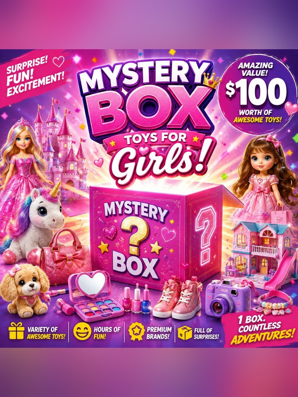 Mystery Box Toys for Girls lots of Surprises branded toys and girly stuff